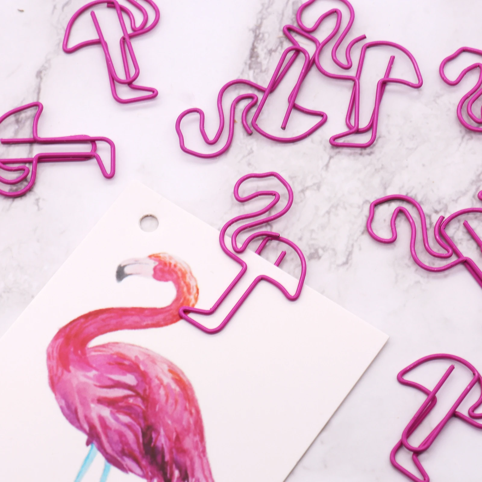 

10pcs Flamingo paper clip Beautiful Flamingo Bookmark Planner Paper Clip Metal Material Bookmarks for Book Stationery DIY decor