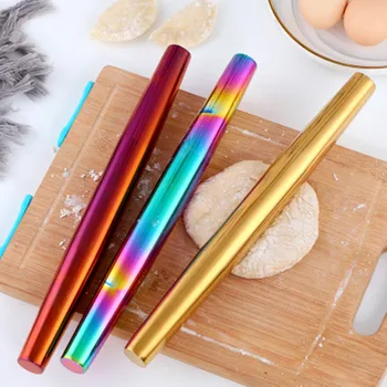 

1Pc Stainless Steel Rolling Pin Kitchen Utensils Dough Roller Bake Pizza Noodles Cookie Dumplings Making Non-stick Baking Tool