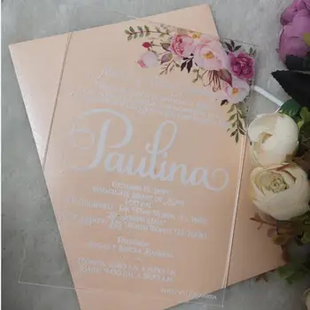 

10pcs Plexiglass Acrylic Card flower design printing white letter