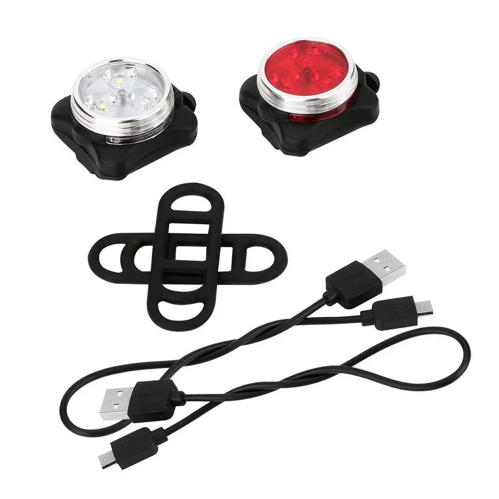 

Cycling Bicycle Bike 3 LED Head Front With USB Rechargeable Tail Clip Light Lamp Outdoor Cycling bike accessories 4 modes