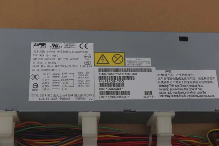 Для IBM X3250M4 сервера Питание 300W 81Y6301 69Y5537 FSA008
