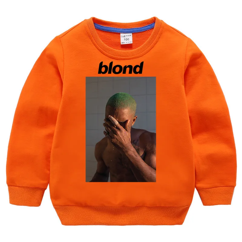 Детский рисунок Frank Ocean блондинка принт хлопок девочки; дети хлопковые пуловеры, топы для маленьких мальчиков осенняя одежда свитера для детей, которые начинают ходить - Цвет: T99B-orange