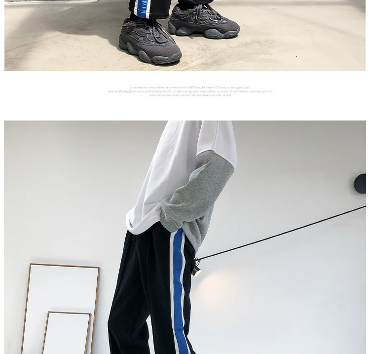 Autumn New Sports Pants Men Fashion Contrast Color Casual Drawstring Straight Pants Man Streetwear Loose Joggers Track Pants