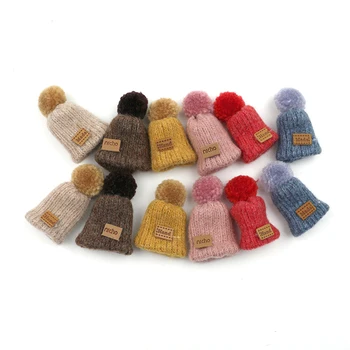 

5Pcs Cute Plush Balls Hand Knitting Mini Hats DIY Craft Supplie Arts Brooch Crochet Jewelry Hair Accessories Ornament Small Caps
