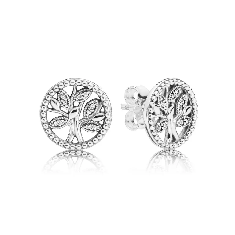 

2019 New Authentic 925 Sterling Silver Tree OF Llfe Earring Studs For Women Luxury Fashion925 silver earrings girls jewelry