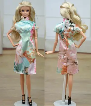 

Chinese Traditional Dress Qipao Vestido Dress For Barbie Doll Clothes Cheongsam Flower Unique Evening Dress High Quality Kid Toy