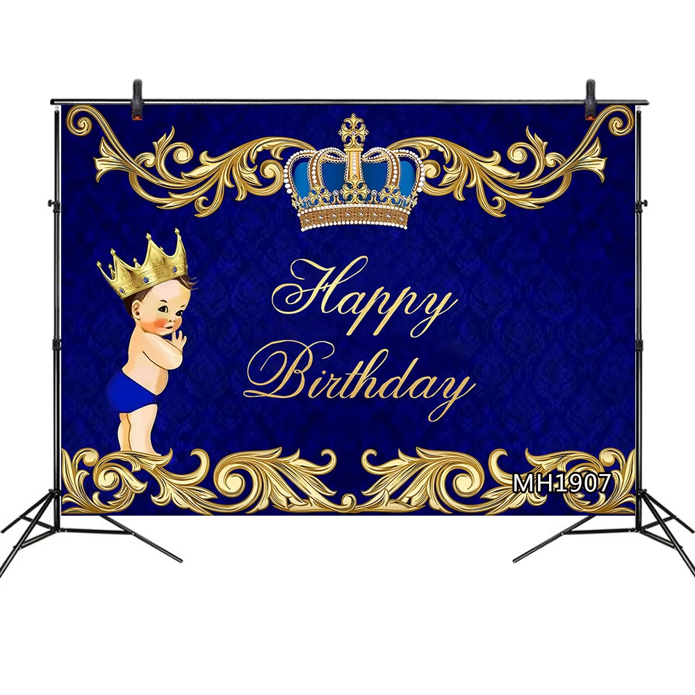 Banniere En Vinyle Polyester Pour Joyeux Anniversaire Arriere Plan Pour Garcons Theme Royal Petit Prince Couronne Fete D Anniversaire Photomaton Aliexpress