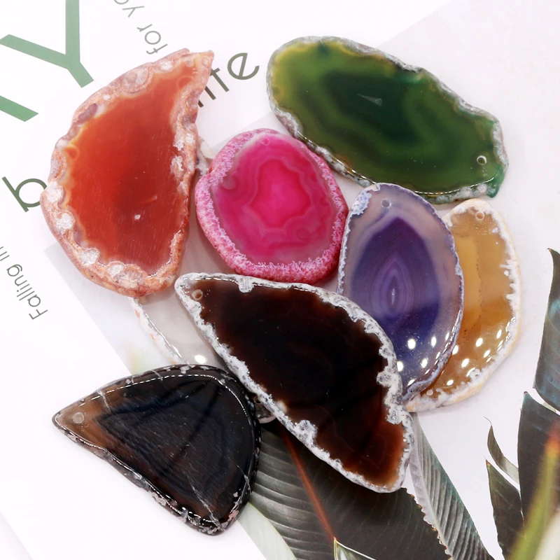 

10pcs/lot Multi Color Necklace Ornament Irregular Flat Pendants Natural Popular Stone Beads Favor Handmade DIY Accessories Charm