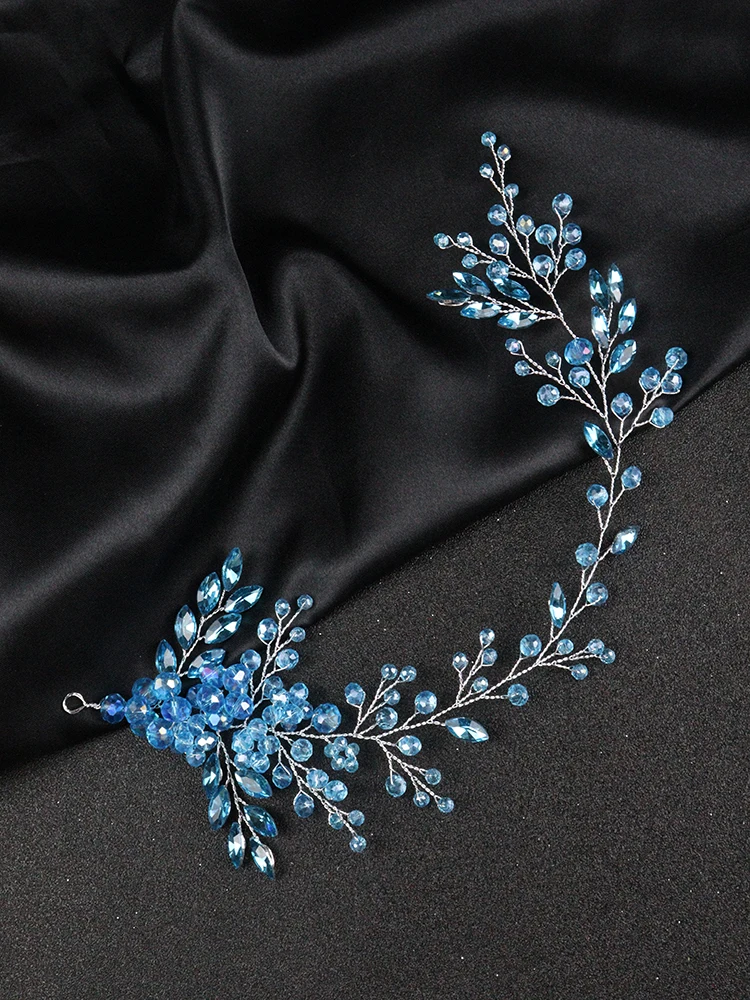 Bridal hair accessories Hair accessories Romantic Bridal Headbands Blue Crystal Hairband Rhinestone Women Headpieces Wedding Accessories for Party Bride Headdress Diadem