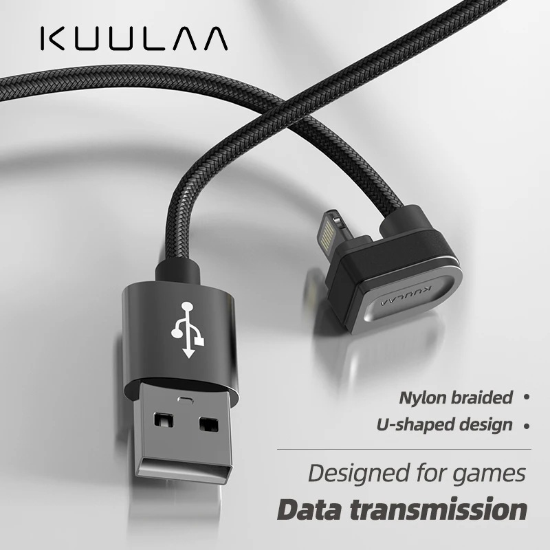 

KUULAA Nylon USB Cable For iPhone Cable 11 XS Max XR X 8 7 6 Plus 6S 5 S Plus iPad mini 4 180 Degree Fast Charging Cables Mobile