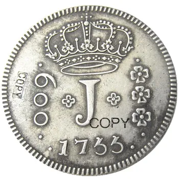 

1755 Brazil 600 Reis-Jose I Silver Plated Copy Coins