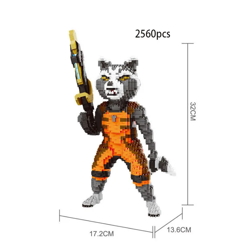 

2560Pcs micro Blocks Super Hero Model Plastic Building Toy Cartoon Auction Figure Anime Kits Bricks Rocket Raccoon Boy Gifts