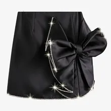 Высокая талия, стразы, блестящий бант, раздельная юбка, темперамент, половина тела, женская мода, новинка, весна-осень, Y960