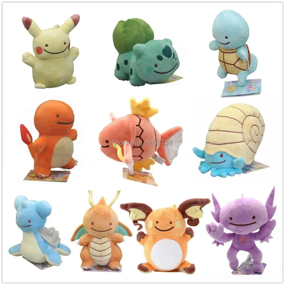 10/лот 10 видов стилей 13 15 см Ditto Metamon Raichu Lapras Dragonite Pika Squirtle Бульбазавр чармандер Magikarp