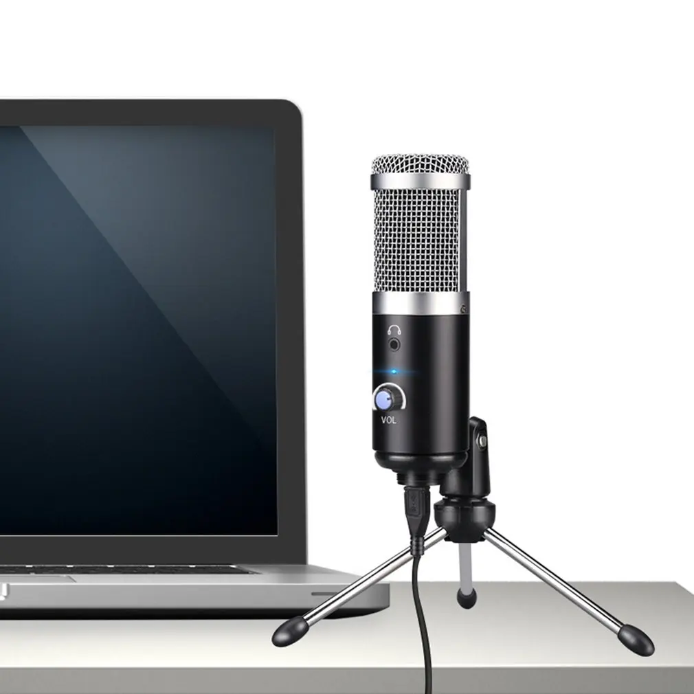 Металлический USB конденсаторный микрофон записи для ноутбуков, Mac или Windows микрофон для Youtube Подкаст записывающее устройство воспроизведения
