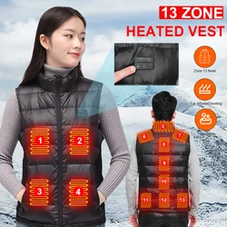 13 Areas Heating Vest Jacket Men Women Winter Warm Coat 3 Heat USB Infrared Electric Heated Thermal Hunting Down Vest