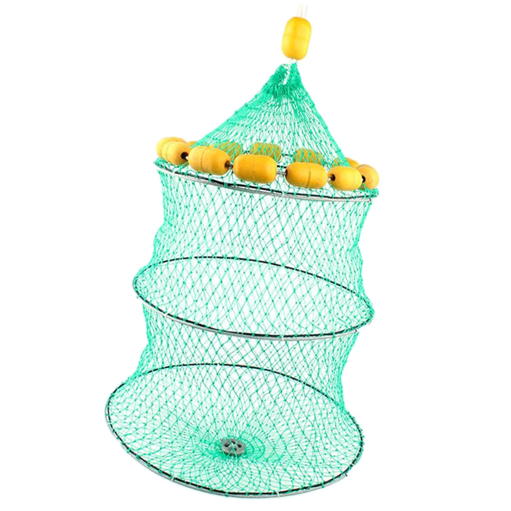 Fishing Net Floating Wire Basket Collapsible Fishing Net Cage for Lobster Bait Trap for Fisherman 