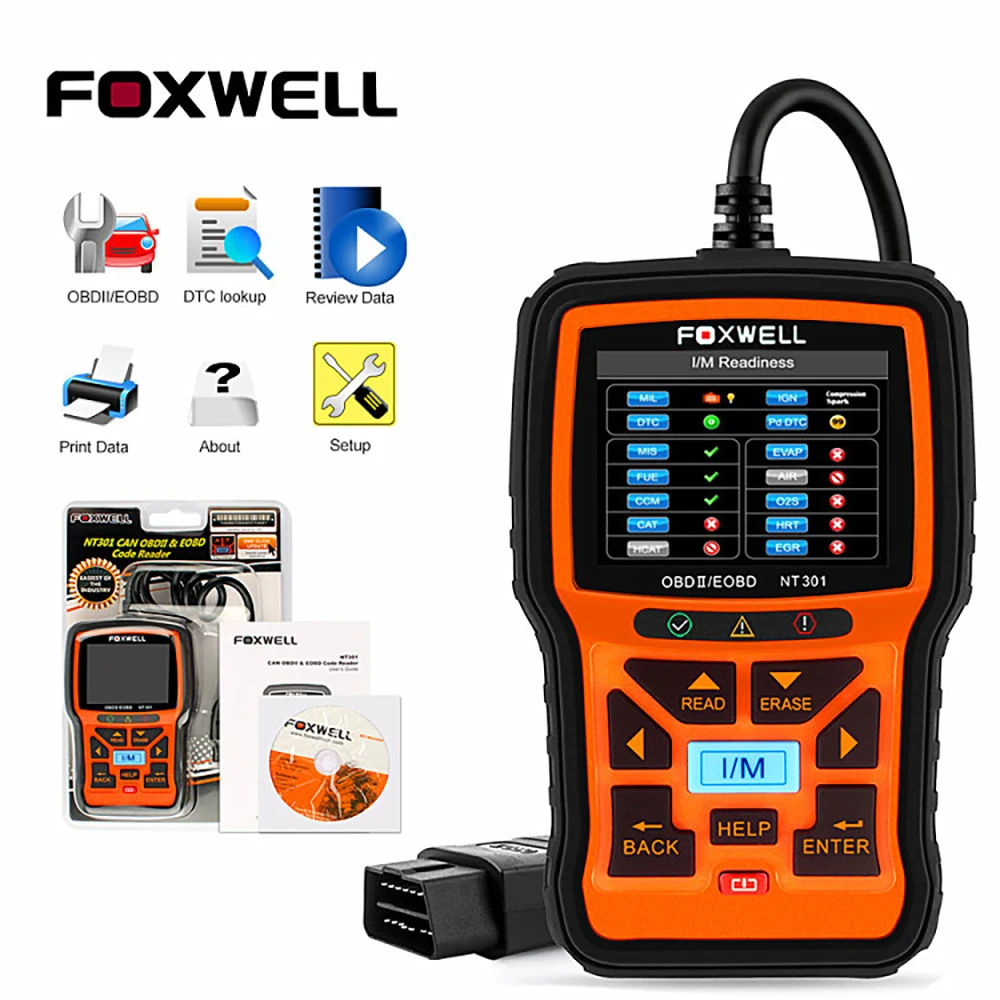 

FOXWELL NT301 OBD2 Scanner Professional EOBD OBDII Code Reader Engine Check ODB2 OBD 2 Automotive Scanner Car Diagnostic Tool