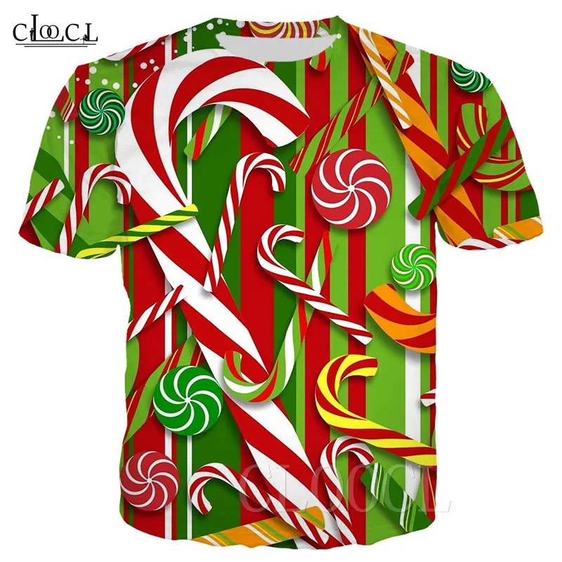 

Christmas Candy Canes Men Women T Shirt 3D Print Fashion Casual Short Sleeve Tshirt Girls Boys Oversized Christmas T-shirts Tops