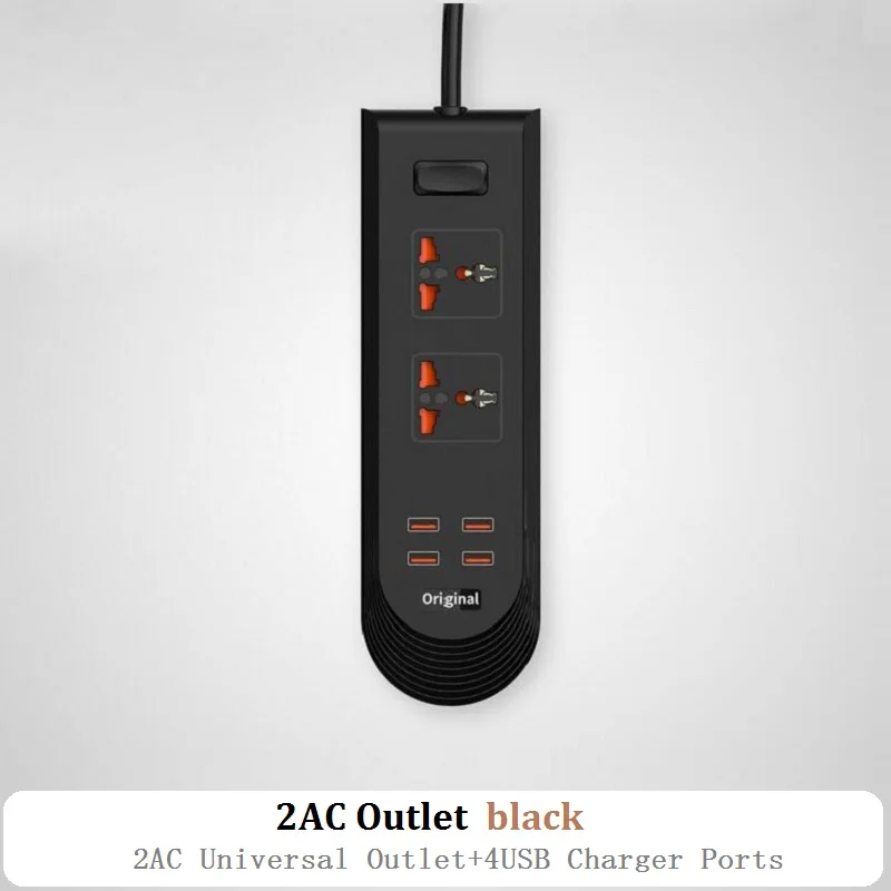 2AC Outlet black Блок питания 2/3 способ Универсальная Розетка с USB мобильный телефон зарядка Выключатель Питания Гнездо для шнура удлинителя ЕС Разъем для дома и офиса - Цвет: 2AC Outlet black
