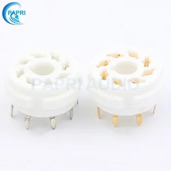 

PAPRI 10PCS Ceramic K8A Gold Plated 8Pin Vacuum Tube Socket PCB Mount Gold Octal Valve Base For KT88 EL34 274B 6SN7 6SL7 6V6 Etc