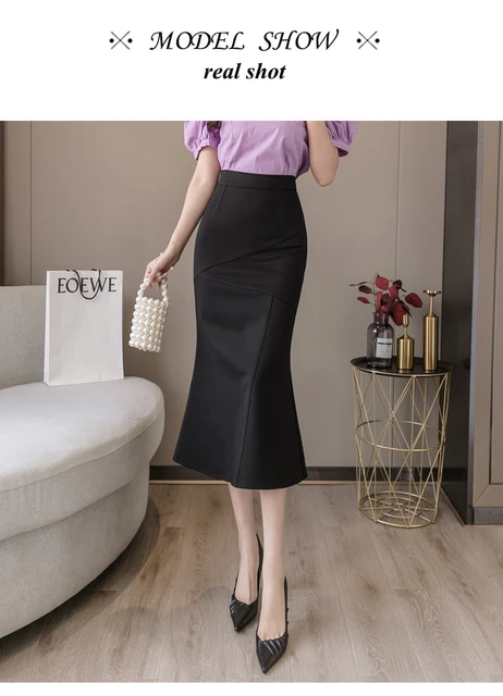2023 Simple Elegant Office Lady Mermaid Skirts Women Vintage High  