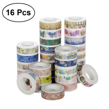 

16pcs Adhesive Masking Tape Rolls with Colorful Designs and Patterns for DIY Crafts and Gift Wrapping Office Party Supplies