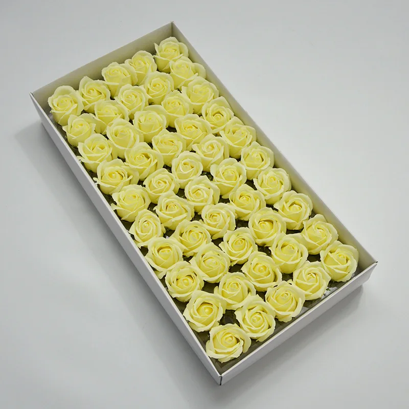 yellow Светящееся 50 шт. недорогое мыло розовые головки красота Свадьба День Святого Валентина подарок цветок букет, домашнее украшение Подарочная коробка ручной цветок искусство - Цвет: yellow