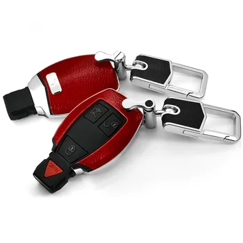 

Top Layer Leather+ABS Remote car key Case CAR shell For For Mercedes benz W203 W210 W211 C E S CLS CLK CLA SLK
