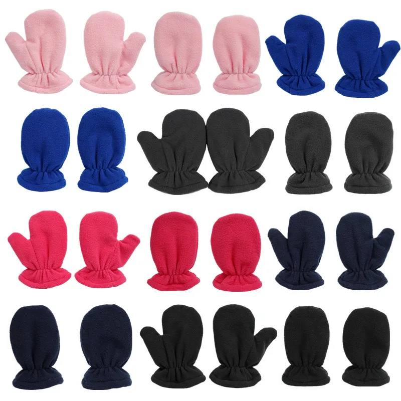 Baby Boys Girls Gloves Winter Plush Velvet Warm Mittens Children Kids Lined Fleece Thicken Gloves Baby Anti Scratching