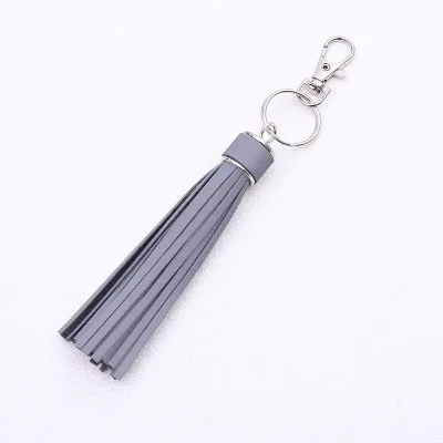 New Reflective Fringe PU Leather Tassel Keychain Rhodium Key Holder Metal Key Chain Keyring Charm for Bag Auto Car Key Ring