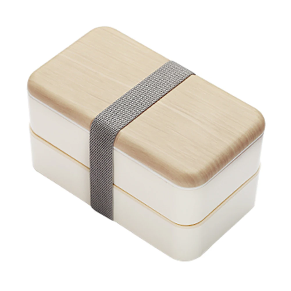 Многоразовые в японском стиле Bento Box работы изолированные микроволновые герметичные Ланч двухслойные с столовыми приборами дети взрослые школы - Цвет: Белый