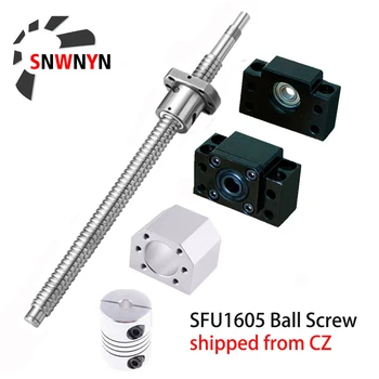 

SFU1605 Set Rolled Ball Screw With End Machined+Ballnut+Nut Housing+BK/BF12 End Support+Coupler RM1605 Ballscrew Free Shipping