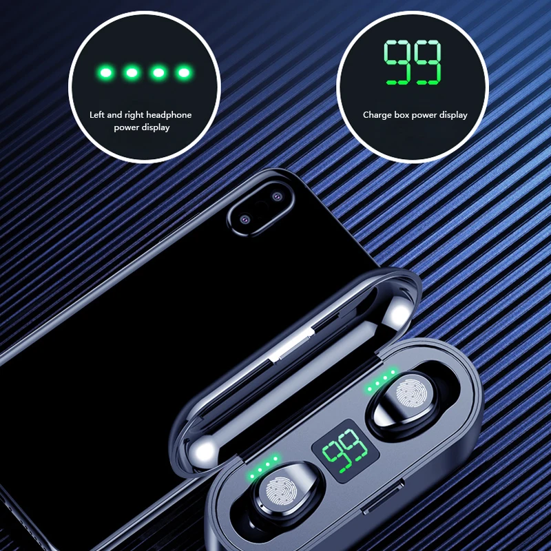 EWA Bluetooth Earphones TWS Wireless Bluetooth headphone LED Display With 2000mAh Power Bank Headset With Microphone