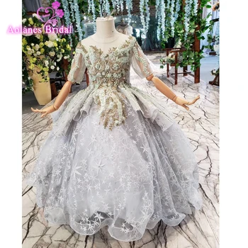 

Flower Girl Dresses Tulle 2019 Beading Lace Stars Appliqued Pageant Dresses For Girls First Communion Dresses Kids Prom Dresses