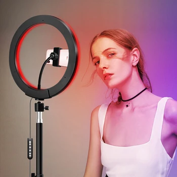 

RGB Dimmable Ring Light LED 10 Inch Ring Fill Light Photography LED Selfie Cold Warm Stepless Lighting Dimmable LED Ring Light
