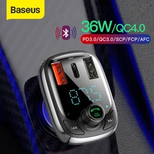 Baseus – chargeur de voiture transmetteur FM Bluetooth 5.0, lecteur MP3, mains libres, modulateur FM, Charge rapide 4.0 PD 3.0, USB, Gadget