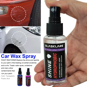 

50ml Hydrophobic Car Wax Spray Detailing Waterless Wash Quick Dry Liquid SUVs Polishing Scratch Repair Ceramic Coating Portable