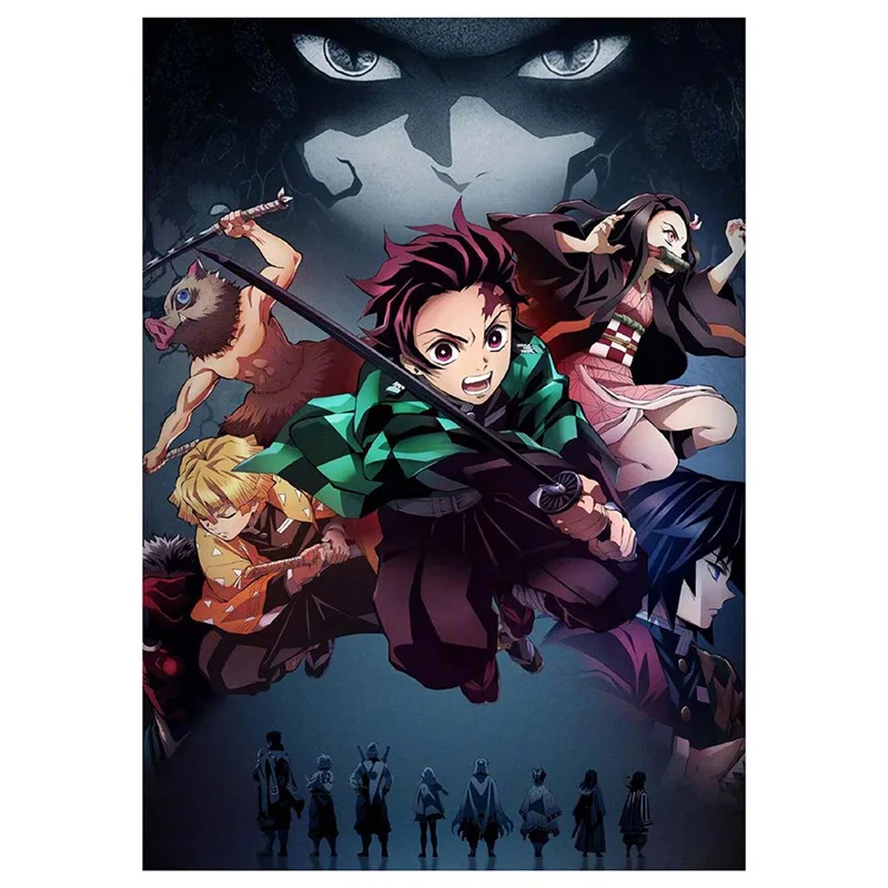 Demon Slayer: Kimetsu No Yaiba Tanjirou Nezuko Аниме Манга настенный постер для украшения гостиной и