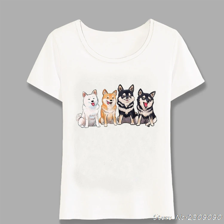 Футболка с принтом собаки Шиба ину, летняя модная женская футболка с милой собачкой, Забавный дизайн, повседневные топы для девочек, простые женские футболки Харадзюку - Цвет: 1