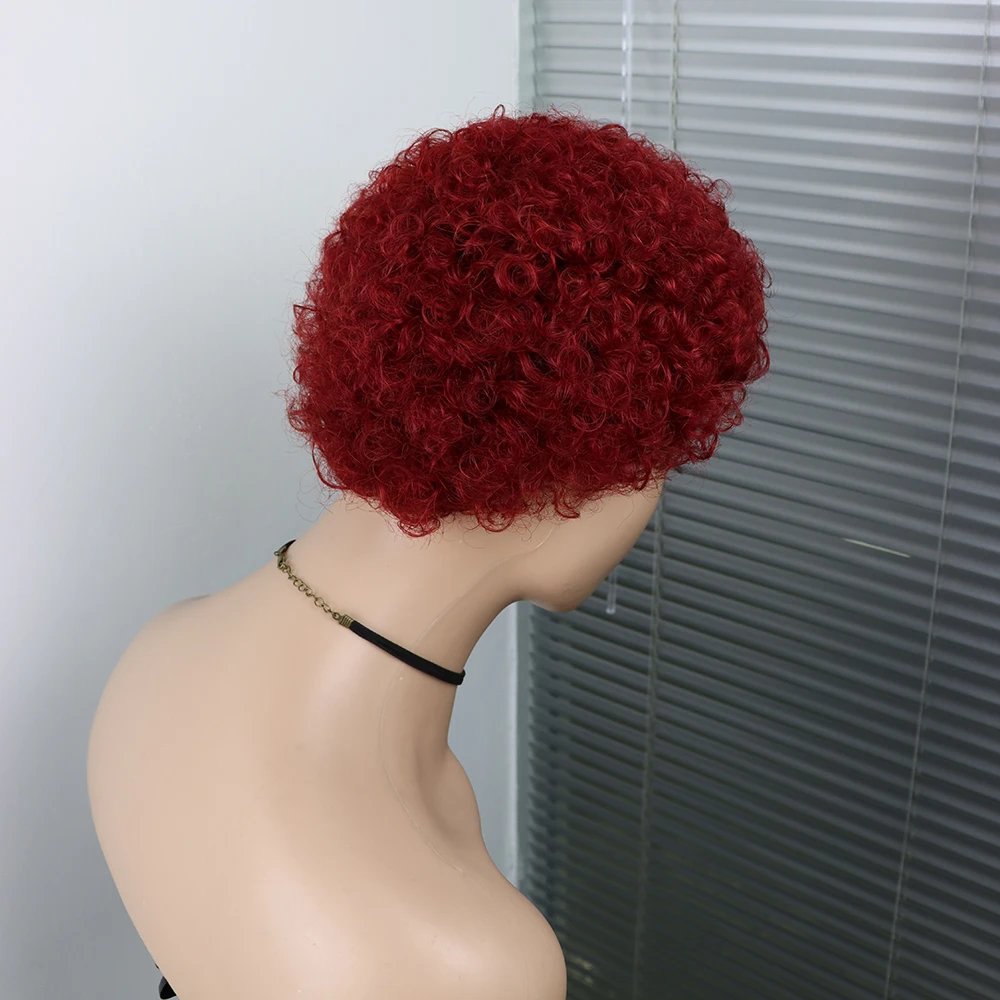 Short Curly Hair Wigs Pixie Cut Brazilian Human Hair For Black Women Natural Black 150% Density Glueless Afro Kinky Curly Wig