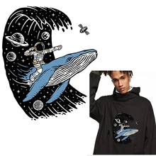 Astronaut Wave Iron On Transfers For Clothing Heat Thermal Vinyl Transfer Patches Space Stickers Clothing Thermoadhesive Patches