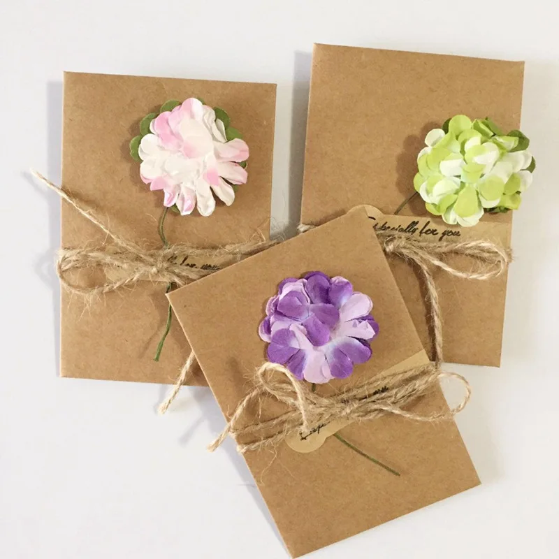 20pcs DIY Paper Handmade Dry Flower Invitation Greeting Card with Envelope Christmas Wedding favors - 4000596019696