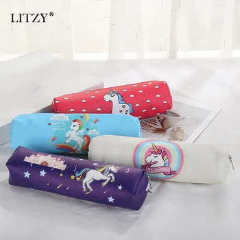 

Leather Pencil Case Kawaii Unicorn Pencil Bag School Pen Box Office School Cute Stationery Zipper Storage Bag