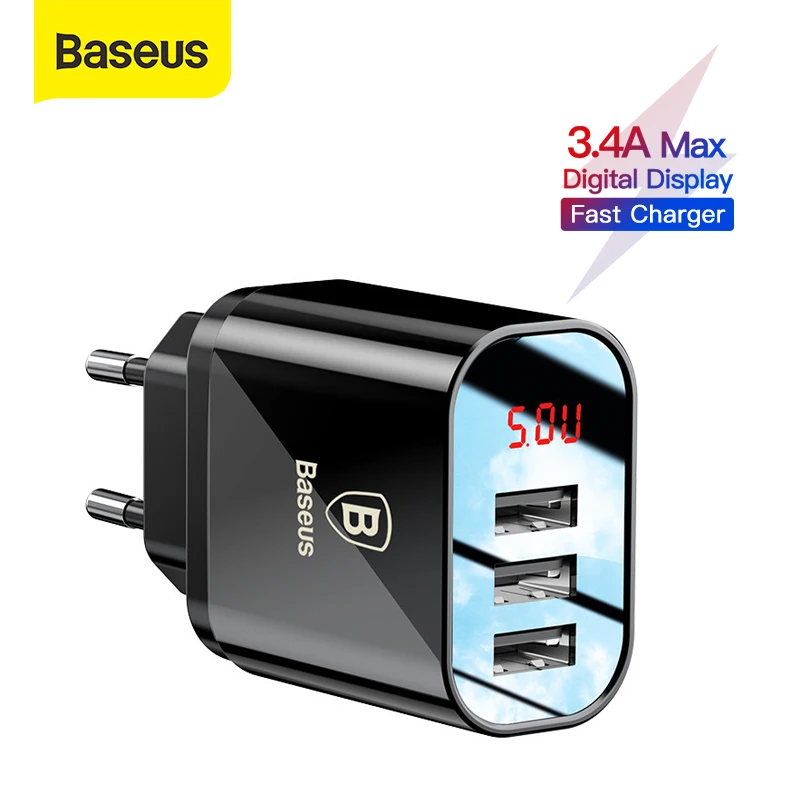 Зарядное устройство Baseus с 3 портами и цифровым дисплеем макс. 4 А|Зарядные