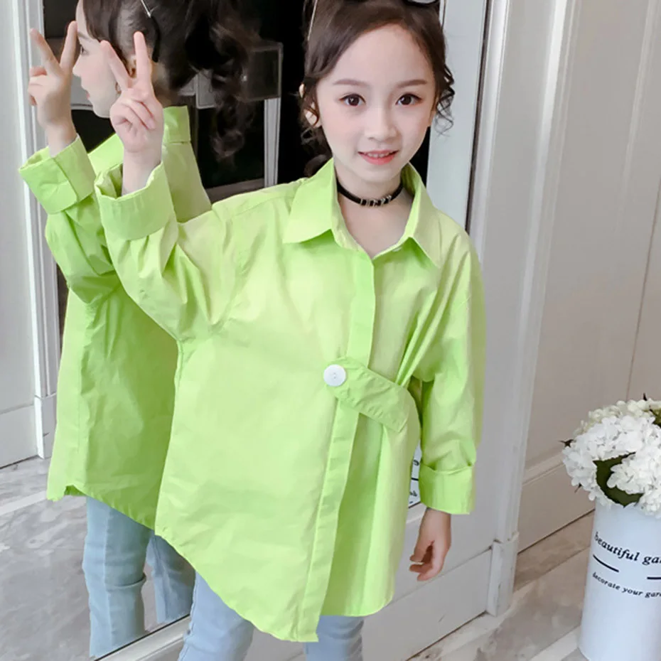

Shirts For Girls Solid Loose Shirt Girls Full Length Blouses Children's For Girls Fall Fashion Kids Winter Clothes For Girls
