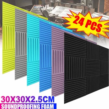 

24 pcs 12 pcs Soundproofing Foam Studio Acoustic Panels Studio Foam Wedges 30x30x2.5cm Soundproof Absorption Treatment Panel