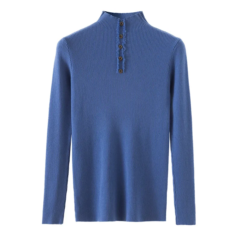 Winter Fashion Knitted Jumpers Female Pullovers Women Half Turtleneck Botton Sweater Autumn Ladies Soft Casual crocheted Tops | Женская