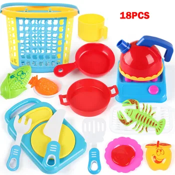 

Kids Kitchen Playset Kitchenware Pretend Cooking Play Toy Play House Game for Toddler M09