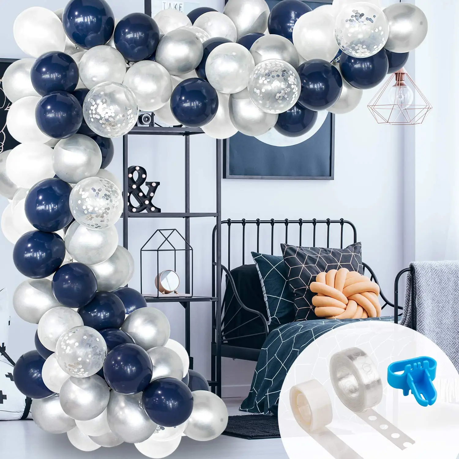 123pcs DLY Balloon Arch Garland Kit Navy Blue White Latex Balloons Party Decoration For Wedding Birthday Baby Shower Christmas
